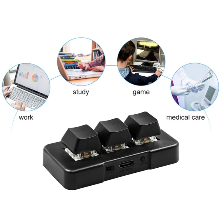 MK321 3 Keys Custom Keys Game Office PS Clip Macro Programming Keypad, Cable Length: 1.5m(Black) by buy2fix