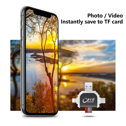 R015 USB2.0 & Micro USB+8Pin+Type-C 4 In 1 Card Reader Supports SD/TF Card(Rose Gold) by buy2fix