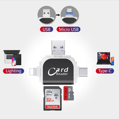 R015 USB2.0 & Micro USB+8Pin+Type-C 4 In 1 Card Reader Supports SD/TF Card(Rose Gold) by buy2fix