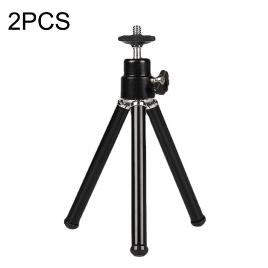 2PCS Projector Phone Stand Desktop Portable Telescopic Mini Metal Tripod, Style: 2 Sections (Black) - Tripods by buy2fix | Online Shopping UK | buy2fix