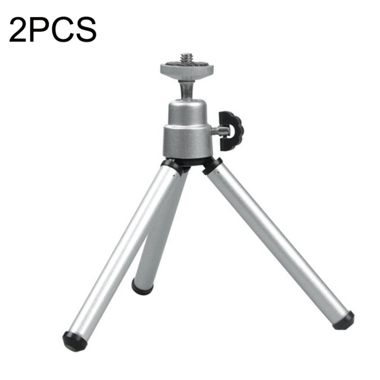 2PCS Projector Phone Stand Desktop Portable Telescopic Mini Metal Tripod, Style: 2 Sections (Silver) - Tripods by buy2fix | Online Shopping UK | buy2fix