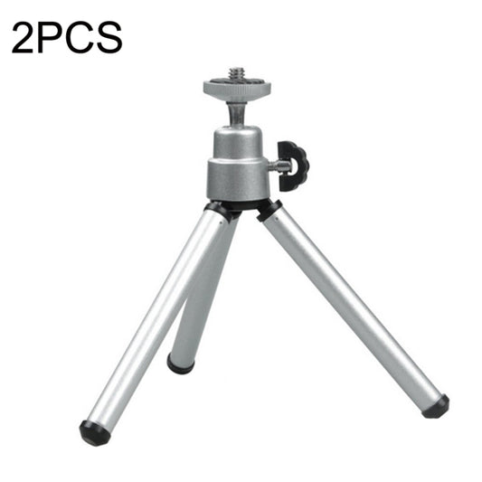 2PCS Projector Phone Stand Desktop Portable Telescopic Mini Metal Tripod, Style: 2 Sections (Silver) - Tripods by buy2fix | Online Shopping UK | buy2fix