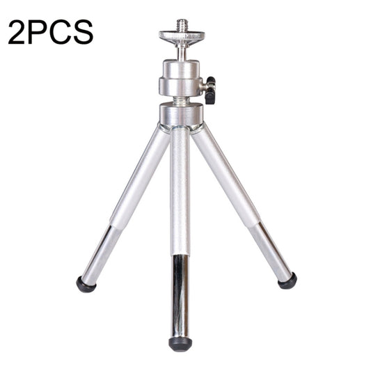 2PCS Projector Phone Stand Desktop Portable Telescopic Mini Metal Tripod, Style: 3 Sections (Silver) - Tripods by buy2fix | Online Shopping UK | buy2fix