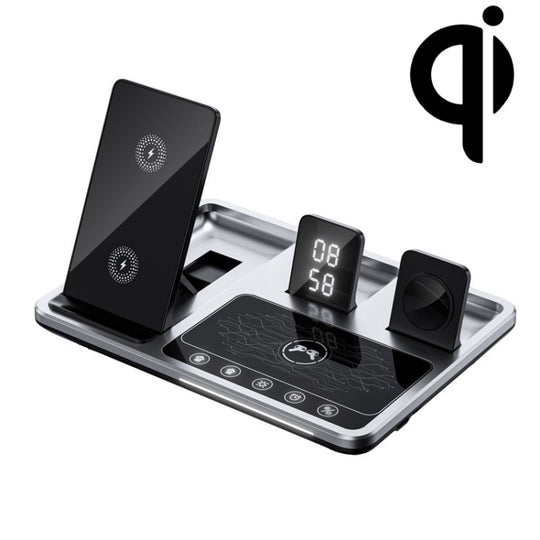 R11 4 in 1 30 W kabelloses Telefonladegerät mit Umgebungslicht (Silber Schwarz)