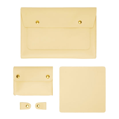 S178 3 In 1 Leather Waterproof Laptop Liner Bag, Size: 13 inches(Light Yellow) by buy2fix