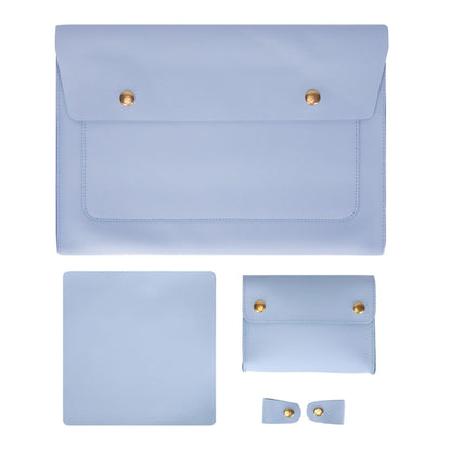 S178 3 In 1 Leather Waterproof Laptop Liner Bag, Size: 13 inches(Baby Blue) by buy2fix
