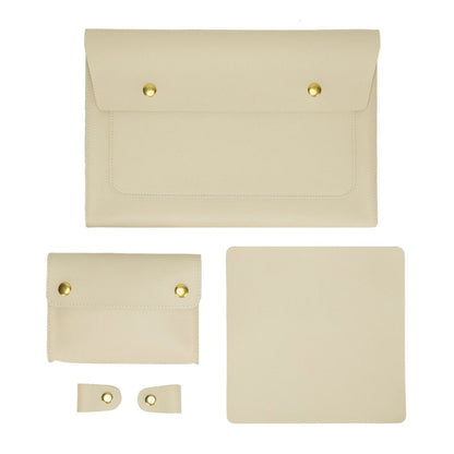 S178 3 In 1 Leather Waterproof Laptop Liner Bag, Size: 13 inches(Apricot) by buy2fix