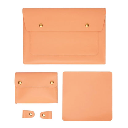 S178 3 In 1 Leather Waterproof Laptop Liner Bag, Size: 14 inches(Honeydet Oranges) by buy2fix