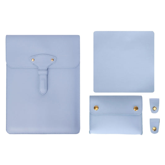 S177 3 In 1 Leather Waterproof Laptop Liner Bags, Size: 14 inches(Baby Blue) by buy2fix