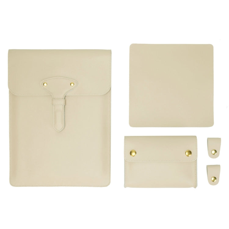 S177 3 In 1 Leather Waterproof Laptop Liner Bags, Size: 14 inches(Apricot) by buy2fix