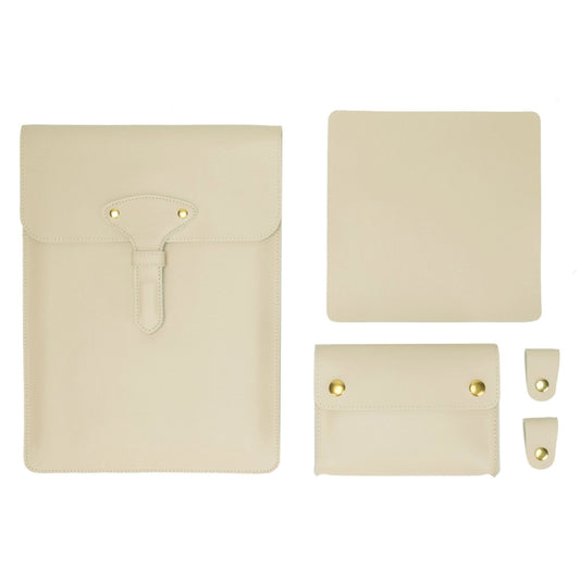 S177 3 In 1 Leather Waterproof Laptop Liner Bags, Size: 14 inches(Apricot) by buy2fix