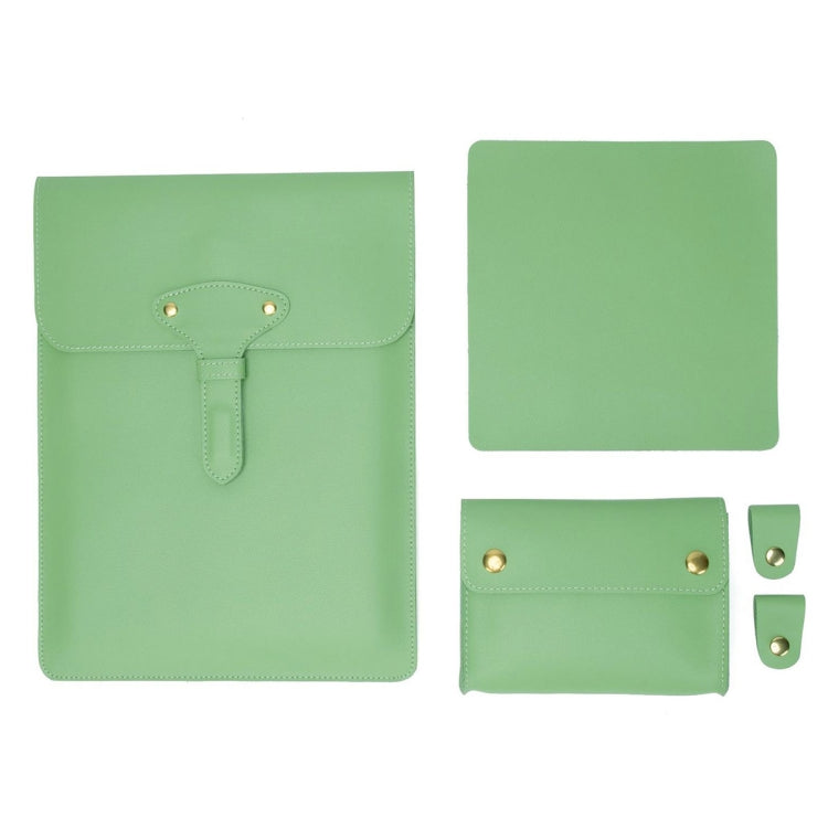 S177 3 In 1 Leather Waterproof Laptop Liner Bags, Size: 14 inches(Avocado Green) by buy2fix