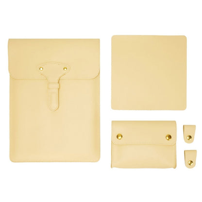 S177 3 In 1 Leather Waterproof Laptop Liner Bags, Size: 15 inches(Light Yellow) by buy2fix