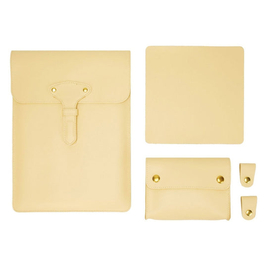 S177 3 In 1 Leather Waterproof Laptop Liner Bags, Size: 15 inches(Light Yellow) by buy2fix