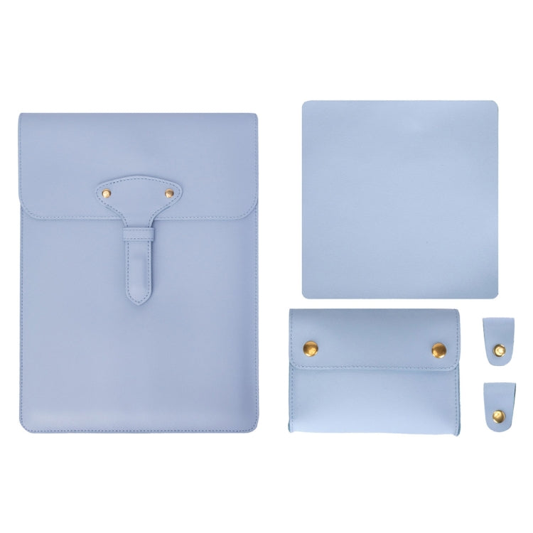 S177 3 In 1 Leather Waterproof Laptop Liner Bags, Size: 15 inches(Baby Blue) by buy2fix