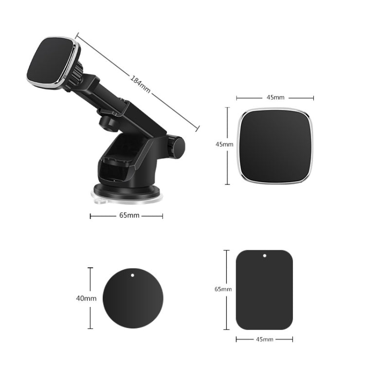 Telescopic Suction Cup Magnetic Suction Car Navigation Desktop Phone Bracket(Black) - Universal Car Holders by buy2fix | Online Shopping UK | buy2fix