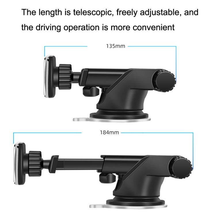 Telescopic Suction Cup Magnetic Suction Car Navigation Desktop Phone Bracket(Black) - Universal Car Holders by buy2fix | Online Shopping UK | buy2fix