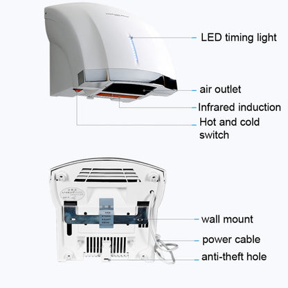 Interhasa  220V 1800W Hot and Cold Switching Electric Hand Dryer,Model: A1002 Gold,CN Plug - Dryers & Accessories by buy2fix | Online Shopping UK | buy2fix