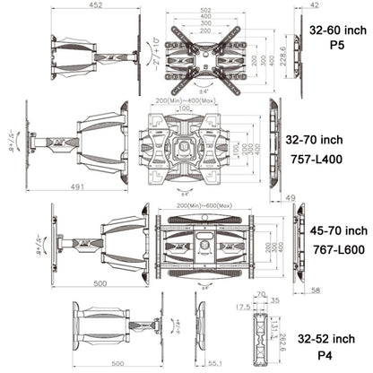 NORTH BAYOU Telescopic Swivel TV Monitor Wall Mount Bracket For 32-52 inch - TV Brackets & Mounts by NORTH BAYOU | Online Shopping UK | buy2fix