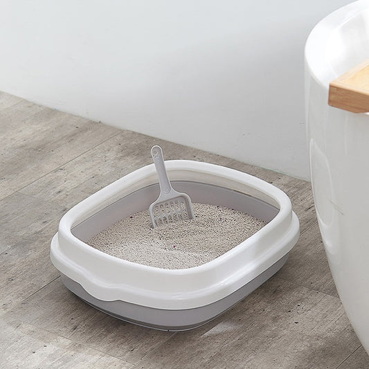 Semi-enclosed Cat Litter Box Cat Toilet With Cat Litter Shovel, Specification: S(Grey) - Litter & Housebreaking by buy2fix | Online Shopping UK | buy2fix