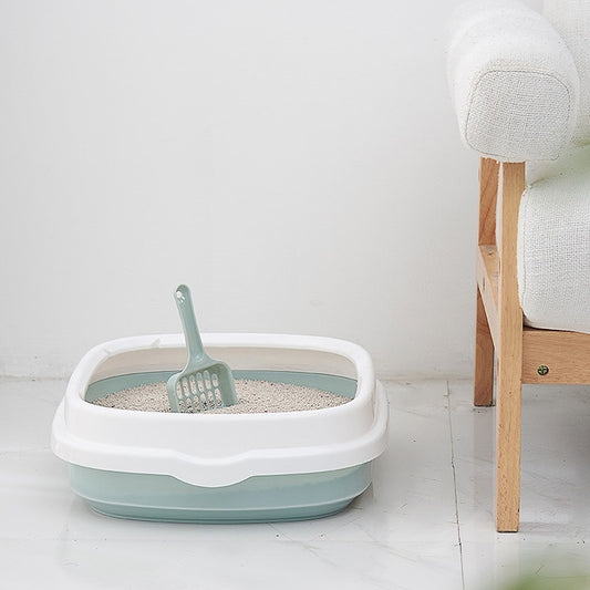Semi-enclosed Cat Litter Box Cat Toilet With Cat Litter Shovel, Specification: S(Blue) - Litter & Housebreaking by buy2fix | Online Shopping UK | buy2fix