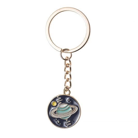 5 PCS Drip Oil Round Keychain Key Ring Bag Pendant(Cosmic Planet) - Key Rings by buy2fix | Online Shopping UK | buy2fix