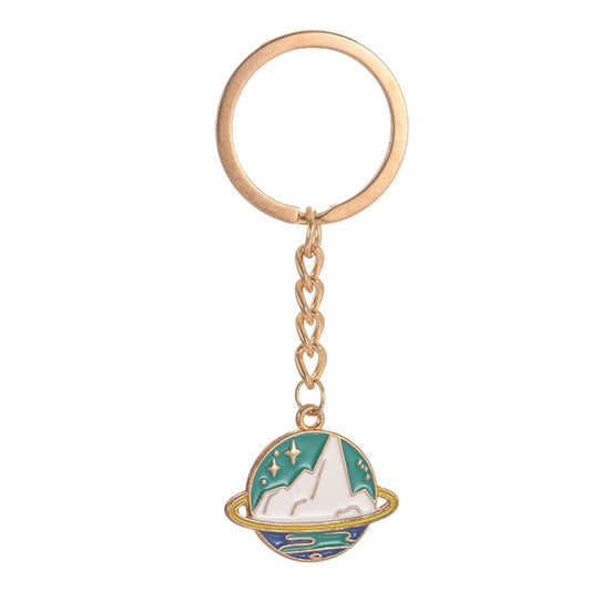5 PCS Drip Oil Round Keychain Key Ring Bag Pendant( Snow Mountain) - Key Rings by buy2fix | Online Shopping UK | buy2fix