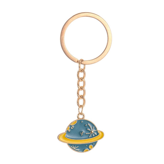 5 PCS Drip Oil Round Keychain Key Ring Bag Pendant(Blue Planet) - Key Rings by buy2fix | Online Shopping UK | buy2fix