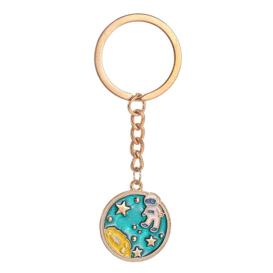 5 PCS Drip Oil Round Keychain Key Ring Bag Pendant(Astronauts Alloy) - Key Rings by buy2fix | Online Shopping UK | buy2fix