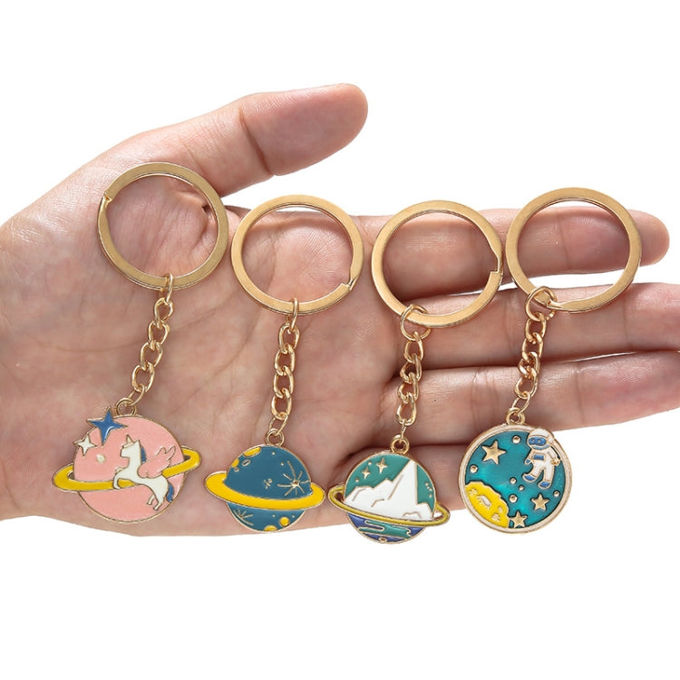 5 PCS Drip Oil Round Keychain Key Ring Bag Pendant(Cosmic Planet) - Key Rings by buy2fix | Online Shopping UK | buy2fix