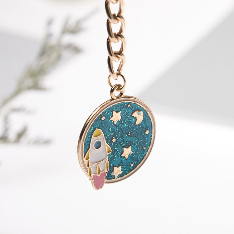 5 PCS Drip Oil Round Keychain Key Ring Bag Pendant(Cosmic Planet) - Key Rings by buy2fix | Online Shopping UK | buy2fix