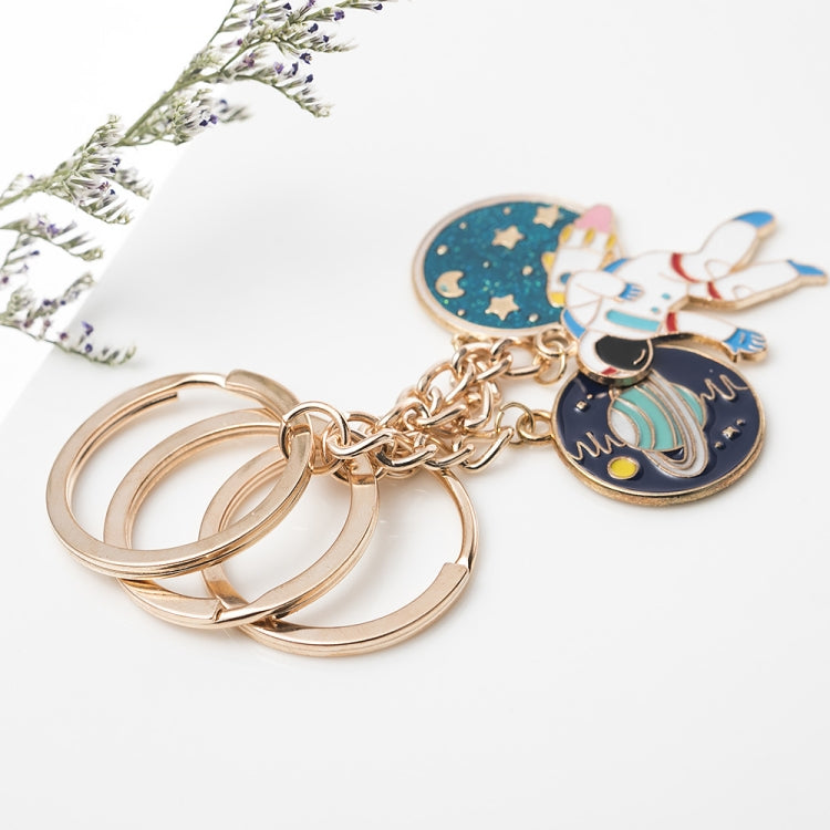 5 PCS Drip Oil Round Keychain Key Ring Bag Pendant(Cosmic Planet) - Key Rings by buy2fix | Online Shopping UK | buy2fix