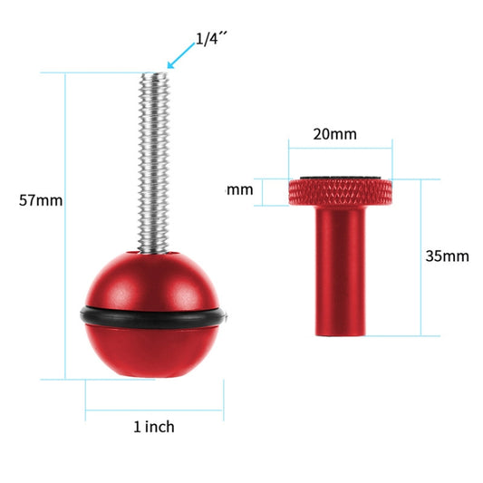 Ball Head Adapter Adjustable Screw Fixed Mount  Camera Underwater Diving Photography Lights Bracket(1/4 Inch Red) - Connection Mount by buy2fix | Online Shopping UK | buy2fix