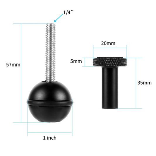 Ball Head Adapter Adjustable Screw Fixed Mount  Camera Underwater Diving Photography Lights Bracket(1/4 Inch  Black) - Connection Mount by buy2fix | Online Shopping UK | buy2fix