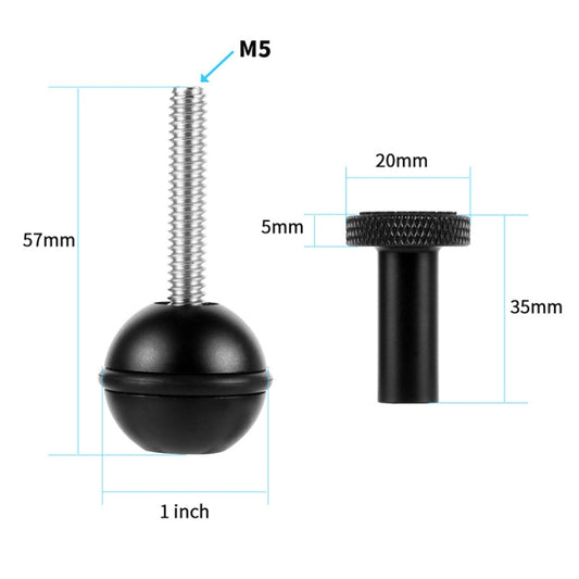 Ball Head Adapter Adjustable Screw Fixed Mount  Camera Underwater Diving Photography Lights Bracket(M5 Screw Black) - Connection Mount by buy2fix | Online Shopping UK | buy2fix