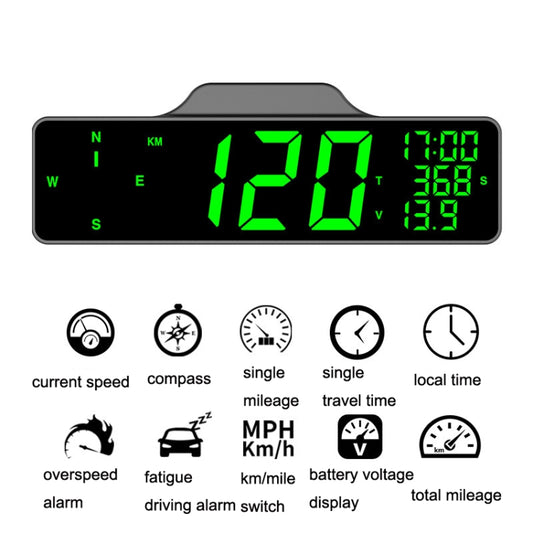 9.0 Inch Screen Car HUD Car Head-up Display Compass Multifunction GPS Speedometer - Head Up Display System by buy2fix | Online Shopping UK | buy2fix