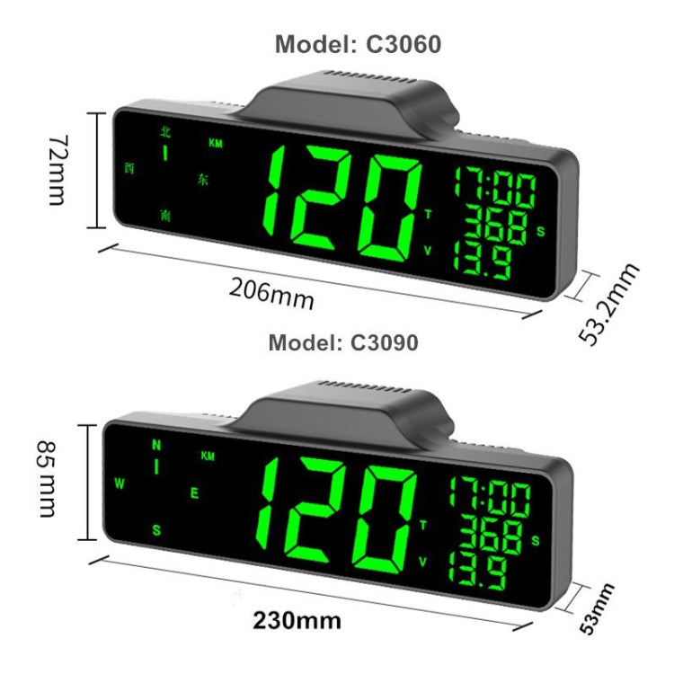 9.0 Inch Screen Car HUD Car Head-up Display Compass Multifunction GPS Speedometer - Head Up Display System by buy2fix | Online Shopping UK | buy2fix