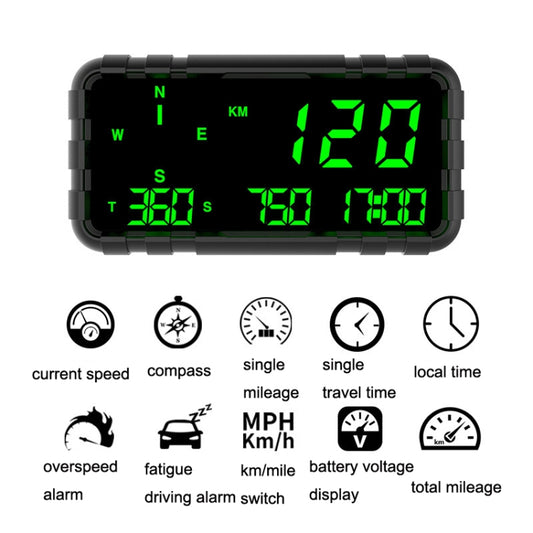C3012 GPS Head-up Display Speed Mileage Compass Car General (Black) - Head Up Display System by buy2fix | Online Shopping UK | buy2fix