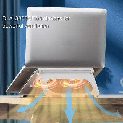 D33  2 Fan Laptop Cooling Bracket Folding Portable Liftable Tablet Bracket(White) - Cooling Pads by buy2fix | Online Shopping UK | buy2fix