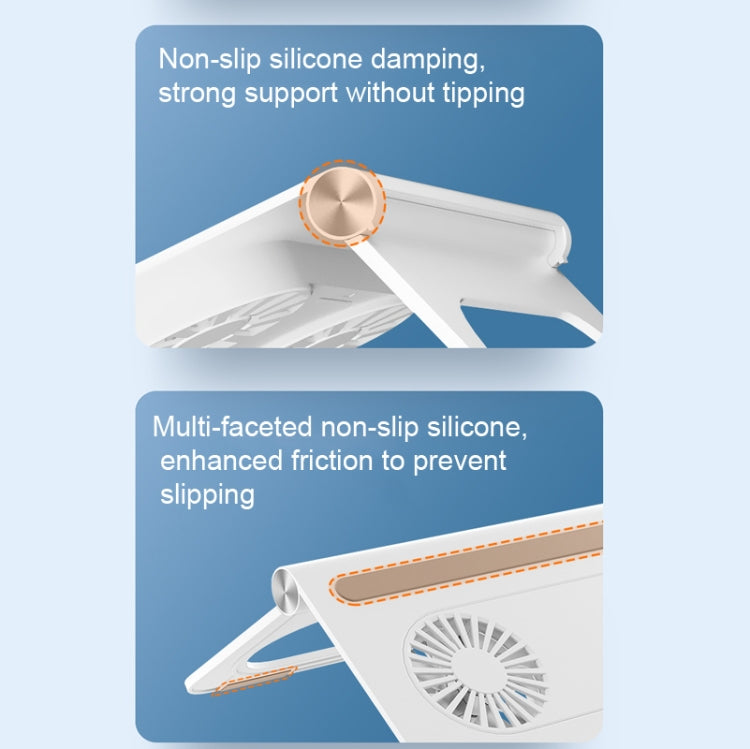 D33  2 Fan Laptop Cooling Bracket Folding Portable Liftable Tablet Bracket(White) - Cooling Pads by buy2fix | Online Shopping UK | buy2fix