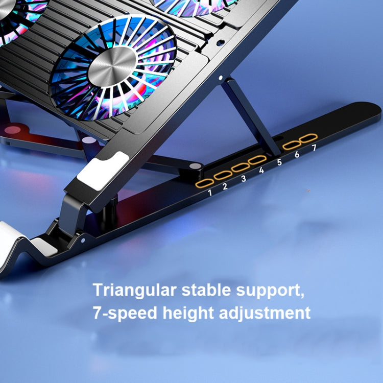 Laptop Radiator Bracket Folding Storage Air-cooled Cooling Base,Style: Four Fan - Cooling Pads by buy2fix | Online Shopping UK | buy2fix