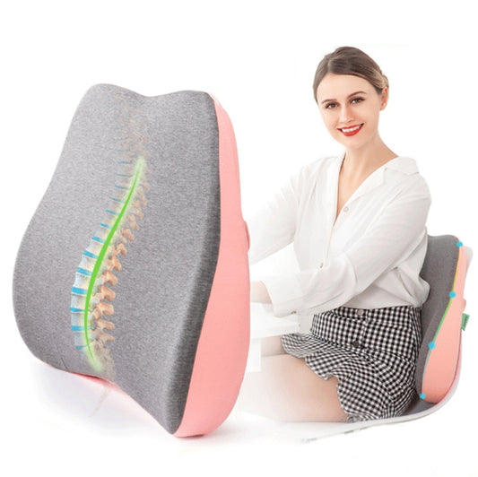Memory Foam Lumbar Pillow Office Seat Lumbar Cushion(Lemon Yellow) - Cushions & Pillows by buy2fix | Online Shopping UK | buy2fix