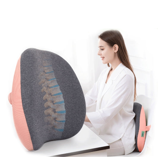 Office Memory Foam Waist Support Cushion Waist Support Pillow(Lotus Pink) - Cushions & Pillows by buy2fix | Online Shopping UK | buy2fix
