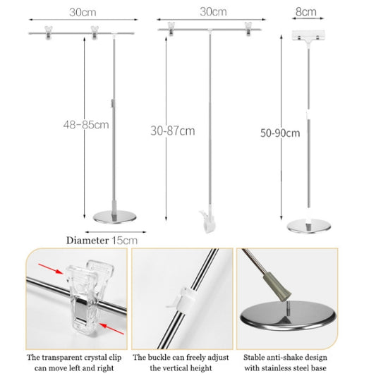 Photography Backdrop Stand Camera Photo Background Props,Style: T-type Clamp  87cm - Support Stands by buy2fix | Online Shopping UK | buy2fix