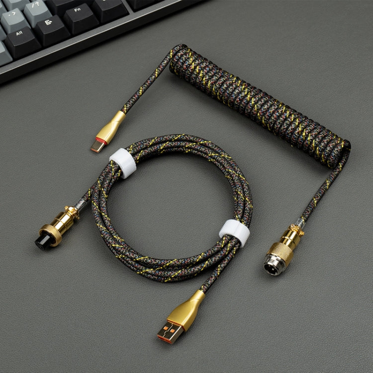 Mechanical Keyboard Spring Cable Gold-plated Aerial Plug(Black) by buy2fix