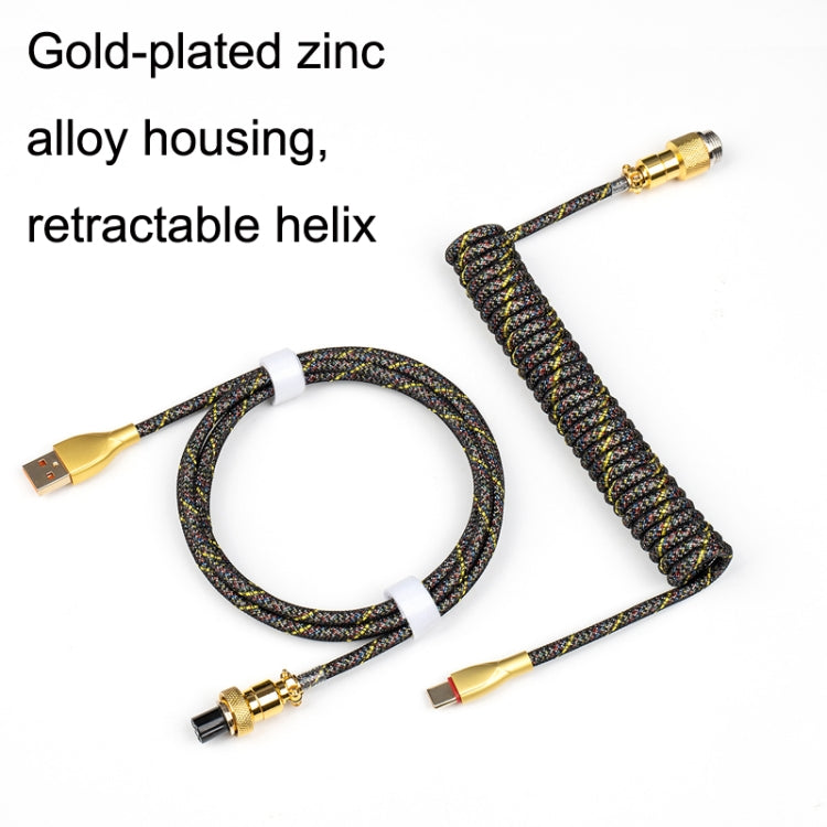 Mechanical Keyboard Spring Cable Gold-plated Aerial Plug(Black) by buy2fix
