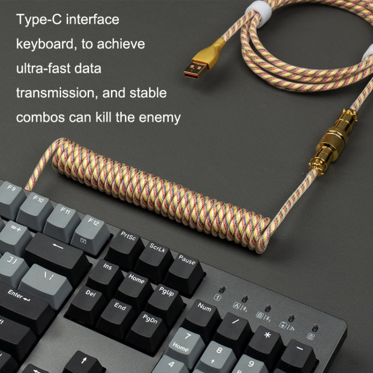 Mechanical Keyboard Spring Cable Gold-plated Aerial Plug(Black) by buy2fix
