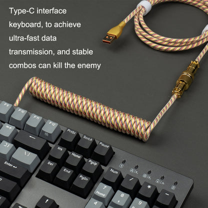 Mechanical Keyboard Spring Cable Gold-plated Aerial Plug(Black) by buy2fix