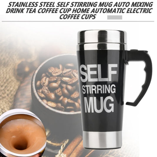 FX-589 400ml 304 Stainless Steel Automatic Stirring Coffee Cup(Black) - Stirrer & Squeezer by buy2fix | Online Shopping UK | buy2fix