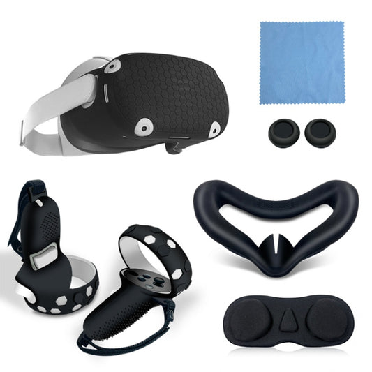 6 PCS/Set For Meta Quest Silicone All-Inclusive Console Controller Cover(Black) - VR Accessories by buy2fix | Online Shopping UK | buy2fix